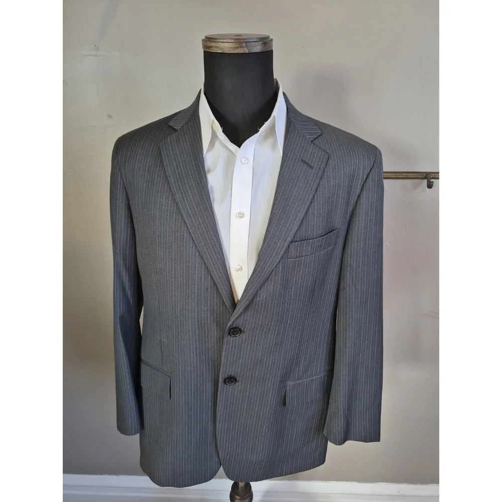 Brooks Brothers Mens Wool Stretch Sports Coat 41S Gray Stripe 2 Button Blazer